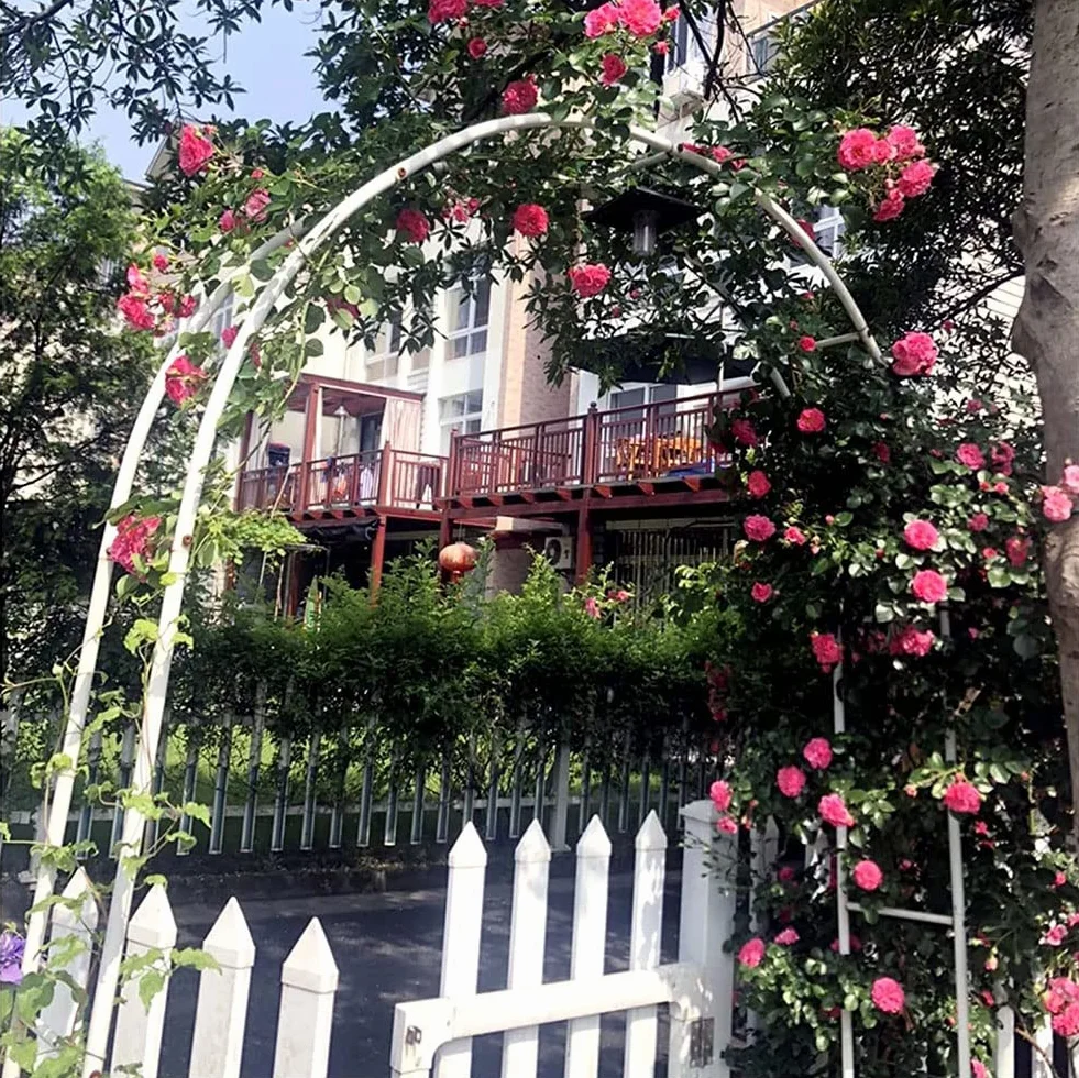 Schwarzer Rosenbogen Gartenspalier 120–350 cm breit, Hochzeitsdekoration für Kletterpflanzen & Rosen, Pergola, Pflanzenstütze, eleganter Blumenbogen, B 2,4 m x H 2,2 m