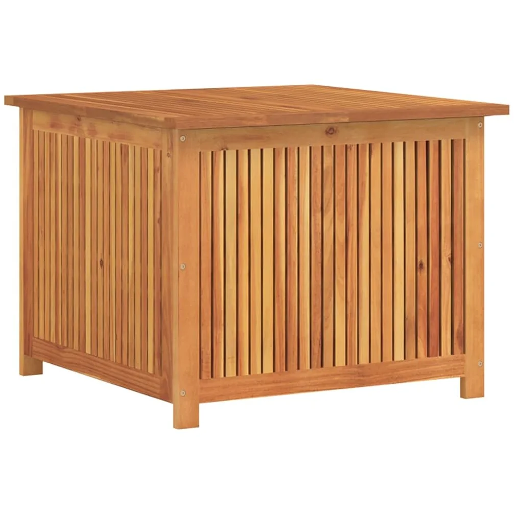 Gartenbox aus Massivholz Akazie 75x75x58 cm mit wasserfestem Innenbeutel für Außen- und Innenbereich, robuste Aufbewahrungstruhe für Möbelkissen, Decken und Spielzeug,