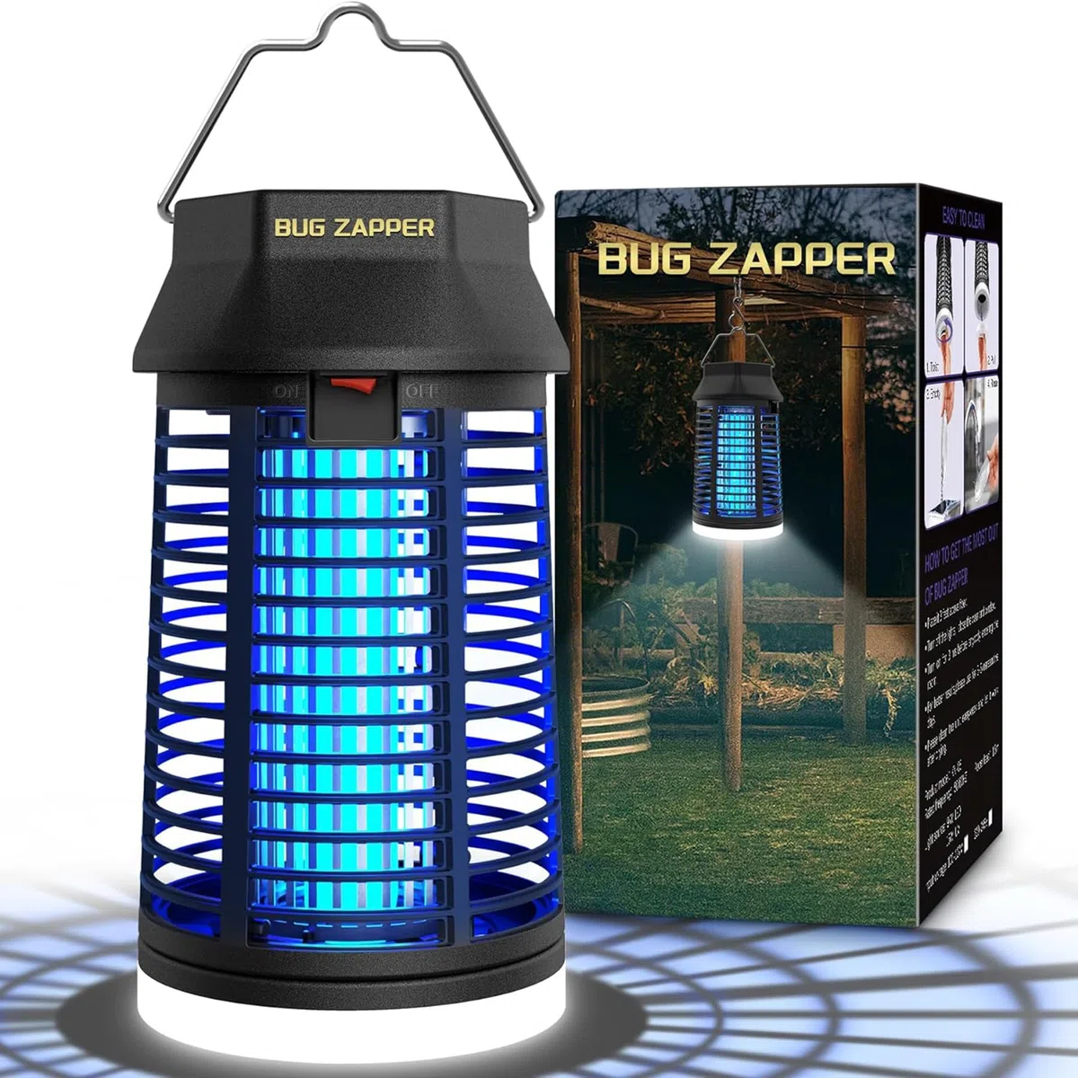 Elektrischer Insektenvernichter Outdoor & Indoor Mückenvernichter mit LED-Licht, wasserdichte Fliegenfalle & Insektenfänger, Plug-In Insektenabwehr für Außen, Terrasse, Garage, Haus, Garten