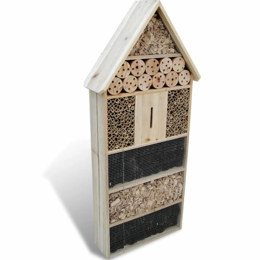 XXL Insektenhotel mit Nisthilfen für Garten, Insektenhotel aus Massivholz, Bienenhotel und Nistkasten für Wildbienen, Florfliegen und Schmetterlinge, 45,5 x 15 x 99 cm