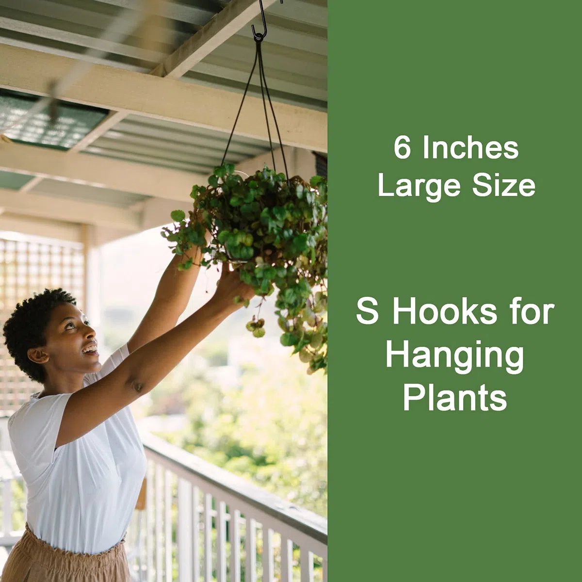HiGift S-Haken, robust, 5,5 mm dick, extra groß, schwarz, S-förmig, zum Aufhängen von Pflanzen, Windspielen, Laternen, Gartenwerkzeuge, Lichter, Pflanzkorb, Vogelfutterstation, 8 Stück