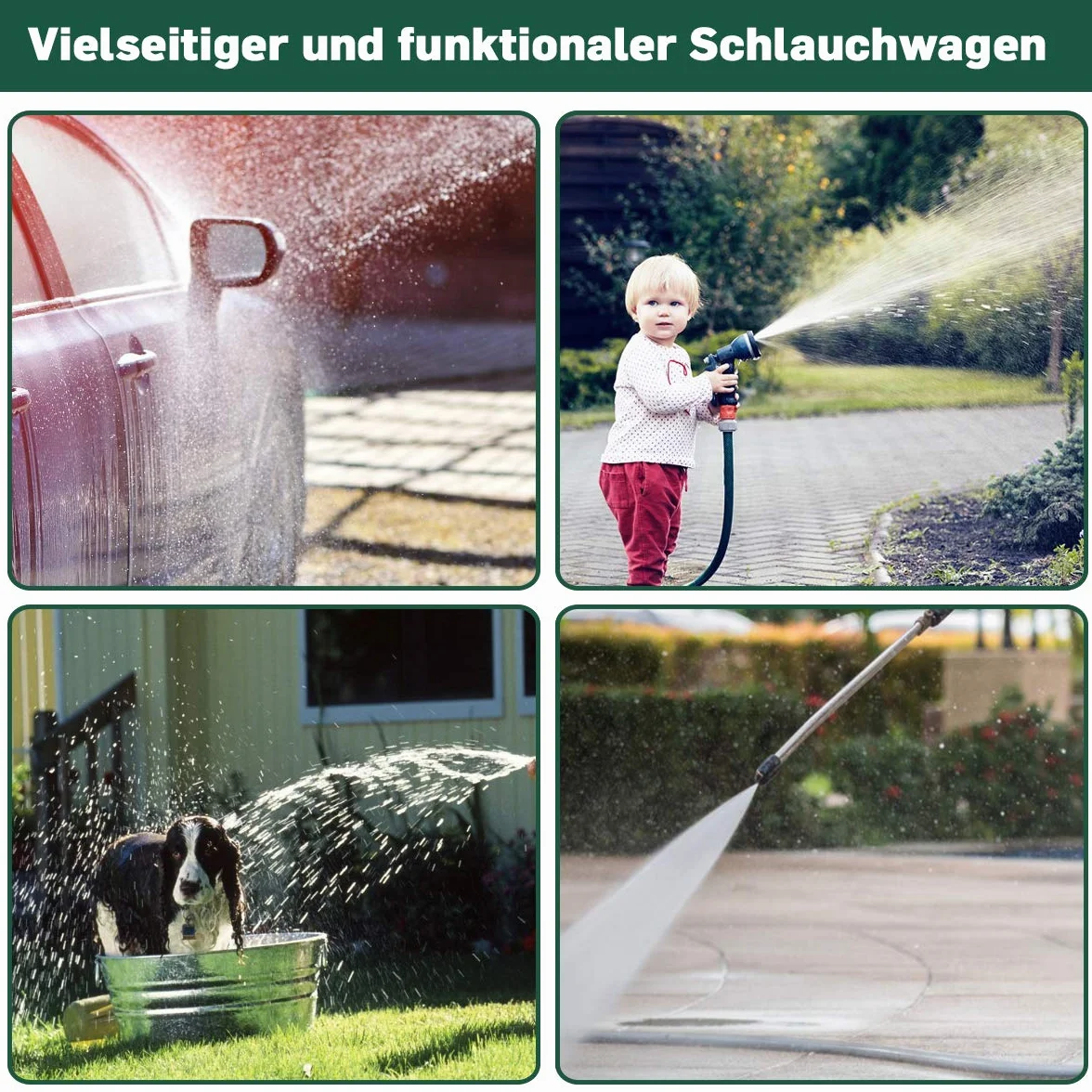 COSTWAY 80M Schlauchwagen Gartenschlauchwagen, für 5/8" Schlauch, Schlauchaufroller mit Korb, Schlauchhalter Metall, Schlauchtrommel mit 189cm Anschlusschlauch
