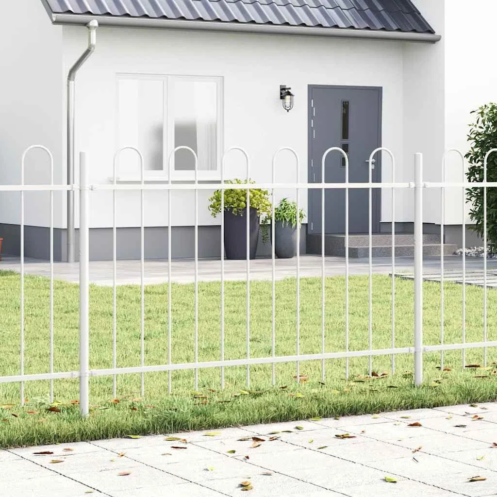 Gartenzaun BOXTEL Weiß aus pulverbeschichtetem Stahl 170x150 cm, robustes Zaunelement für Außenbereich, Sichtschutz, Trennwand, ideal für Terrasse, Vorgarten, Balkon