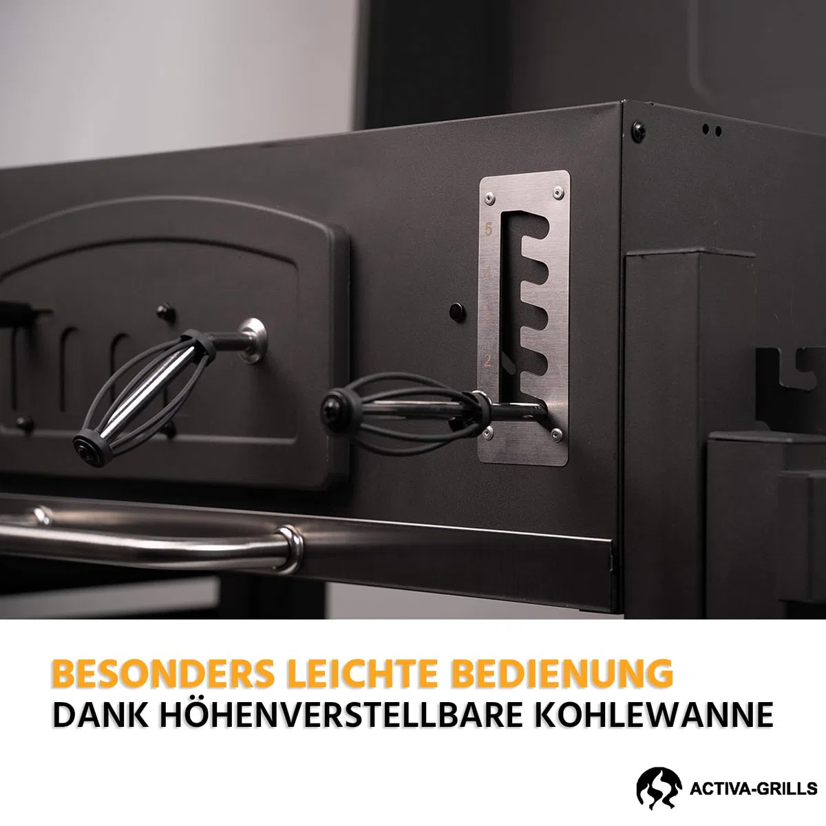 ACTIVA Holzkohlegrill Angulatus I Holzkohlegrill mit Deckel, verstellbarer Kohlewanne & Thermometer I Grillwagen für ein gelungenes Barbecue