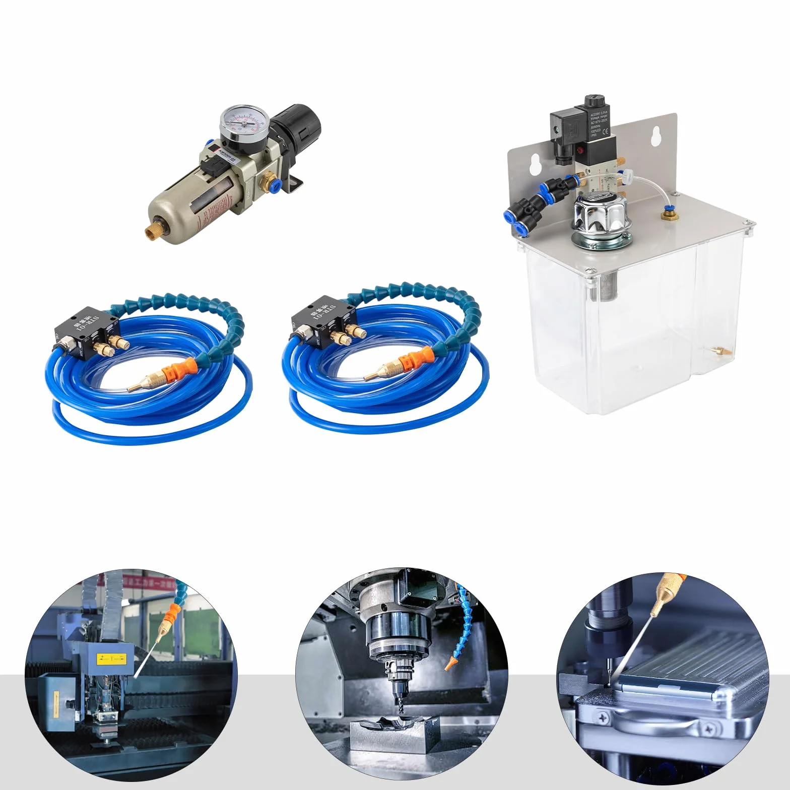 CNC Kühlmittel Sprühsystem, 220V 3L Tank 4m Schlauch Nebel Kühlsystem für Drehmaschine und Bohrmaschine