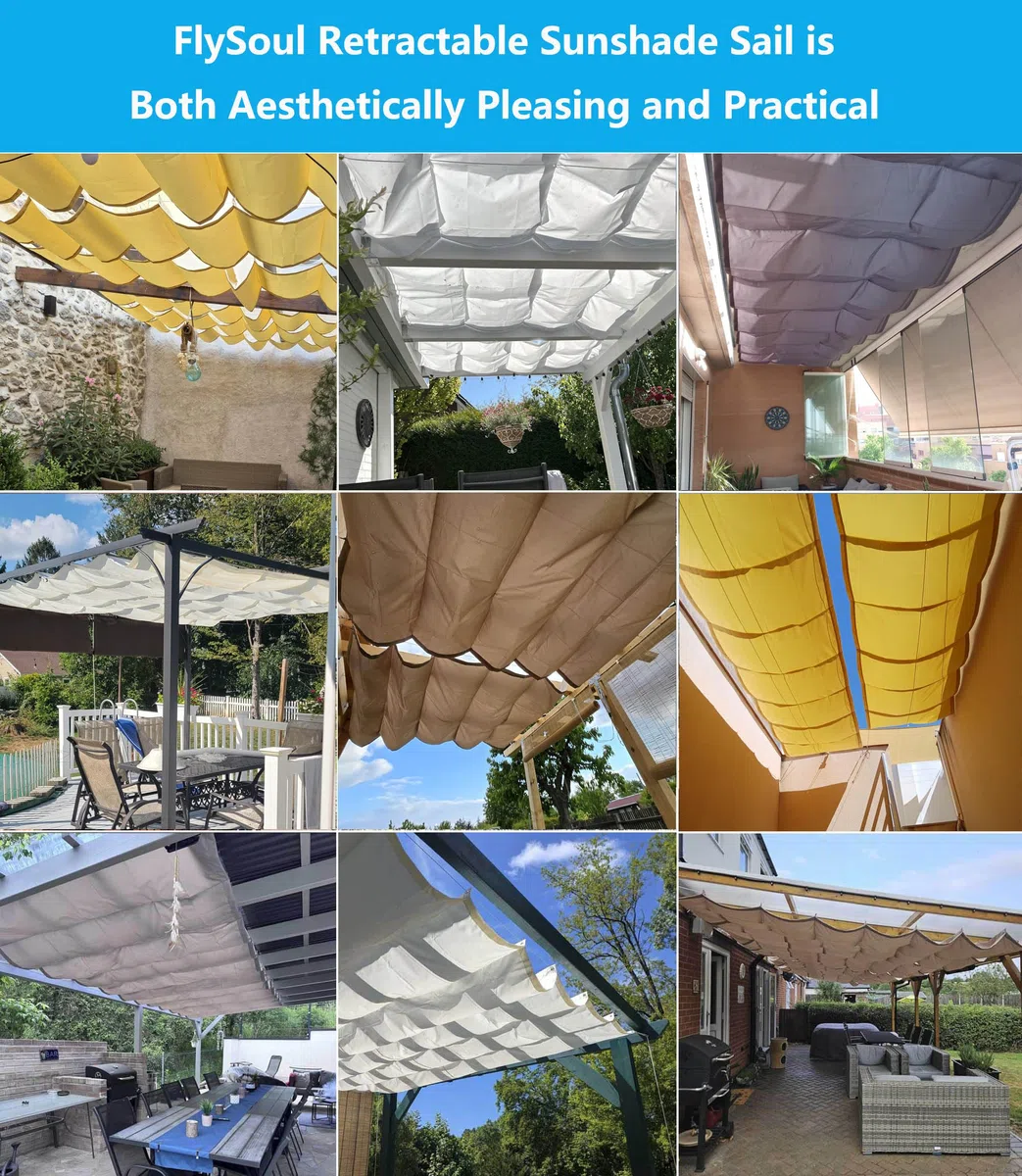 Einziehbar Welle Sonnensegel 2.5x4M Verstellbar Wellenmarkise Sonnenschutz Wasserdicht Schattenabdeckung Outdoor Balkon Pergola UV-Beständig Segeltuch Markise für Terrasse Garten Sand