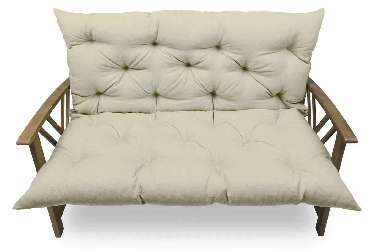 chilly pilley Bankkissen Relax Palettenkissen mit Rückenlehne Gartenschaukelkissen mit Nähten Gesteppt Gartenkissen Garten Kissen Sitzpolster Hollywoodschaukel (110x50x50, Creme)
