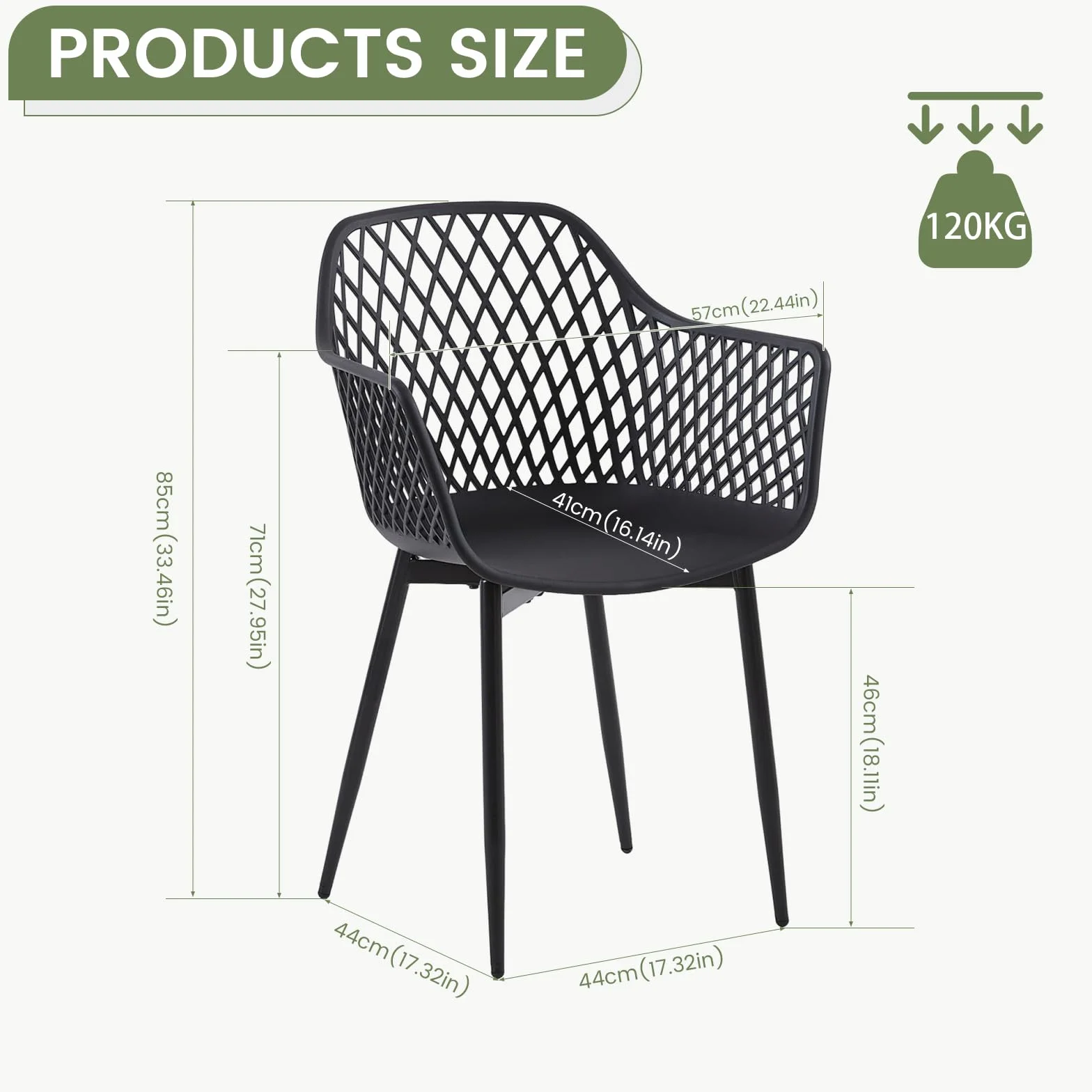 buybyroom Gartenstühle 6er Set, Gartenstuhl Kunststoff mit Armlehne, Loungesessel Outdoor Gartensessel Wetterfest für Garten Balkonstühle Terrassenstühle Bistrostuhl Balkonmöbel Kleiner Balkon,Schwarz