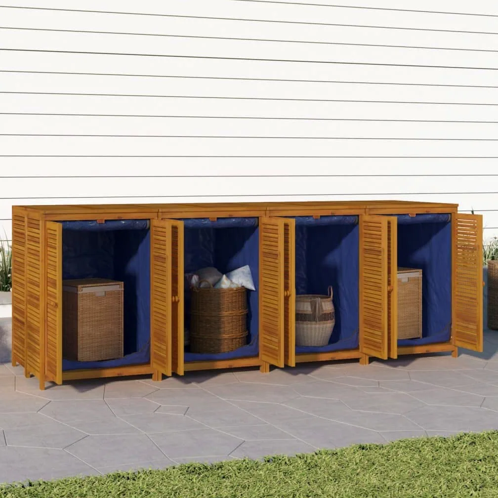 Gartenbox aus Massivholz Akazie 280x87x104 cm mit wasserfesten Innenbeuteln und Türen für Stauraum Aufbewahrungslösung dekorative Ergänzung Wohnraum robust langlebig