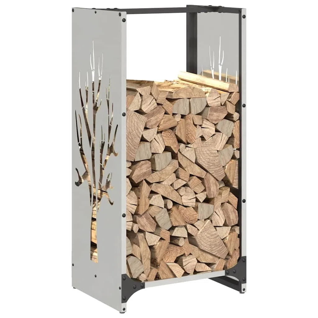 Brennholzregal aus Edelstahl 40x30x80 cm für Kamin und Ofen, robustes Holzregal mit großem Fassungsvermögen für Wohnzimmer, Terrasse, Garten und Innenbereich