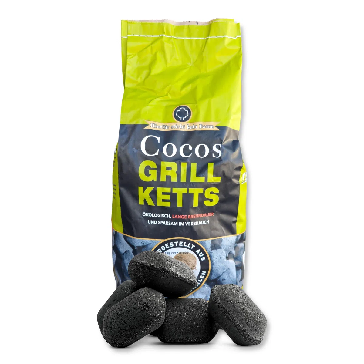 21kg Cocos Premium Grillbriketts aus Kokosschalen „Made IN Germany“ Kohle Holzkohle für Kugel-& Holzkohlegrill ideal für Dutch Oven Smoker Briketts Grill Kohle