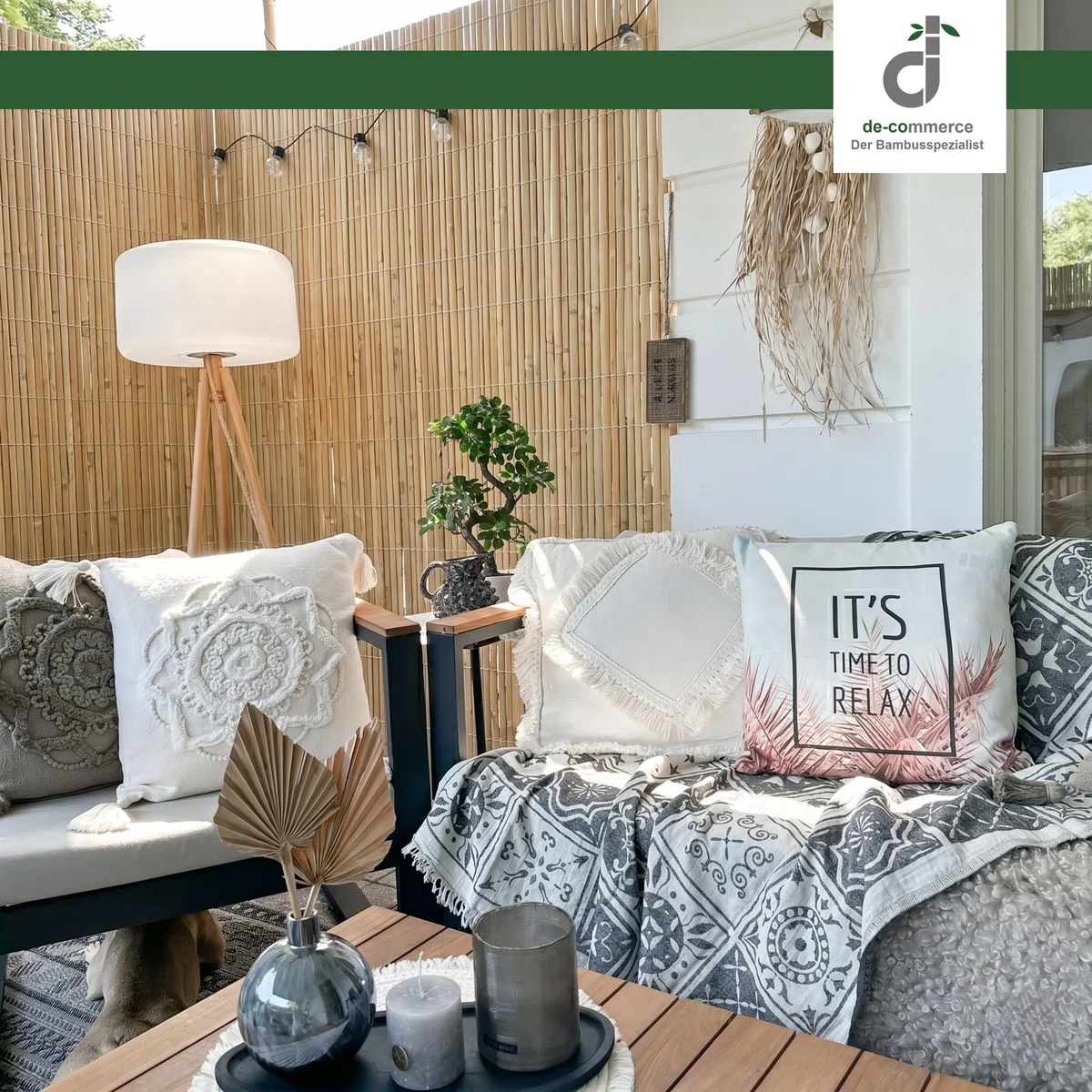 DE-COmmerce Bambus Zaun Schilf Sichtschutz CALAMA extra gehärtet (HxB) 180 x 300 cm Balkonsichtschutz, Gartenzaun, Sichtschutzzaun für Garten, Terrasse, Balkon
