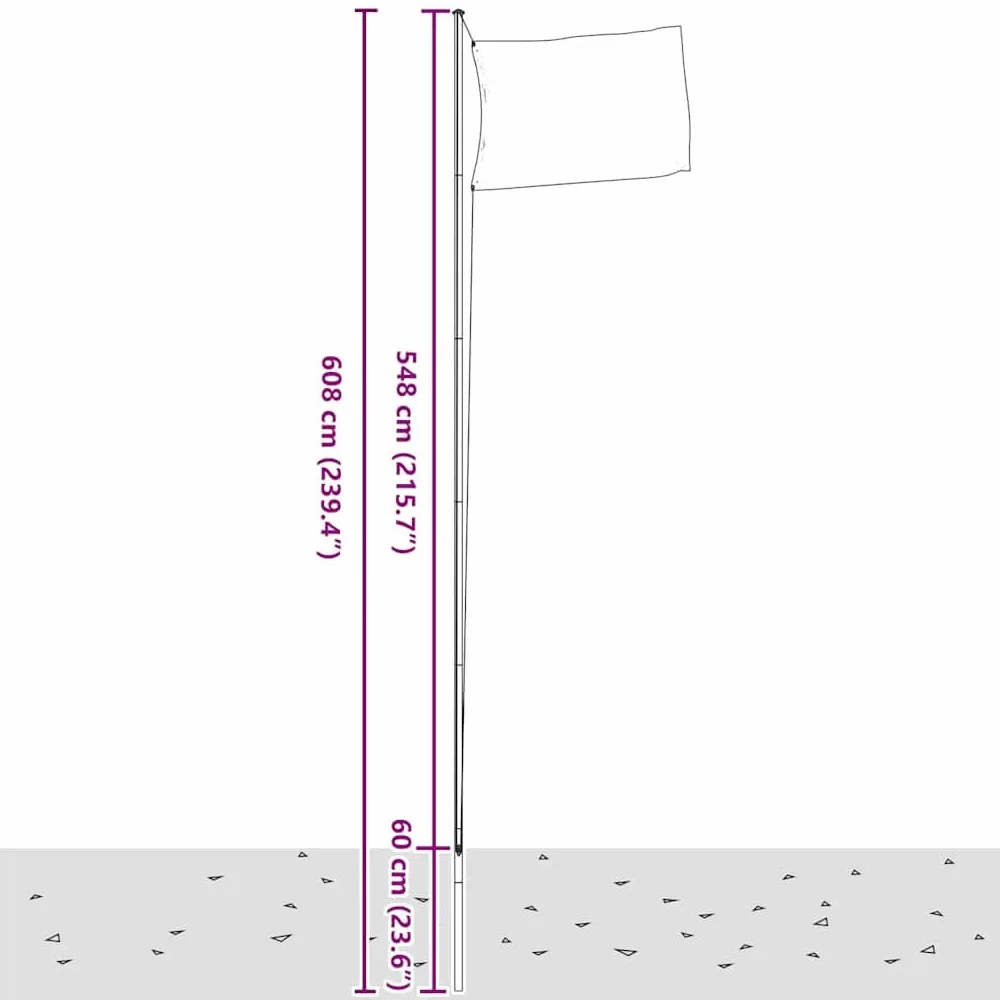 Flagge Dänemarks mit Mast 6,08 m Aluminium wetterfestes Fahnen-Set für Garten Balkon Terrasse mit Halterung, Ösen, Karabiner, Seil und Bodenhülse ideal für Party Festival Feier