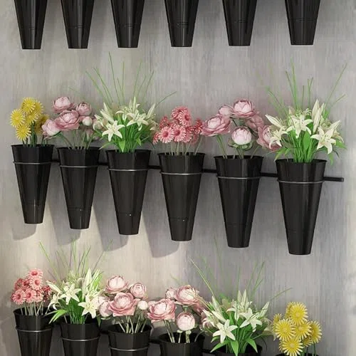 Generisch Wall Mounted Flower Display Stand - Decorative Indoor/Outdoor Plant Holder - Plastic Floral Container Rack for Home & Garden Decor - Modern Vertical Plant Shelf
