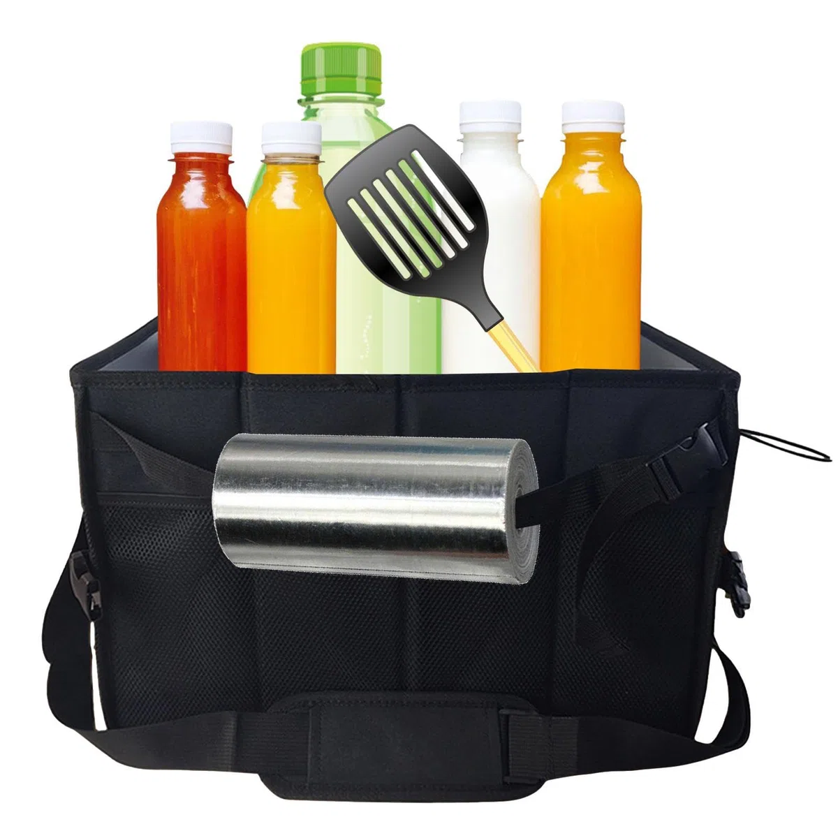Grill-Werkzeugtasche – Kochutensilien-Organizer mit stabilem Griff | Papierhandtuchhalter, faltbare Bestecktasche für Bratpfannen