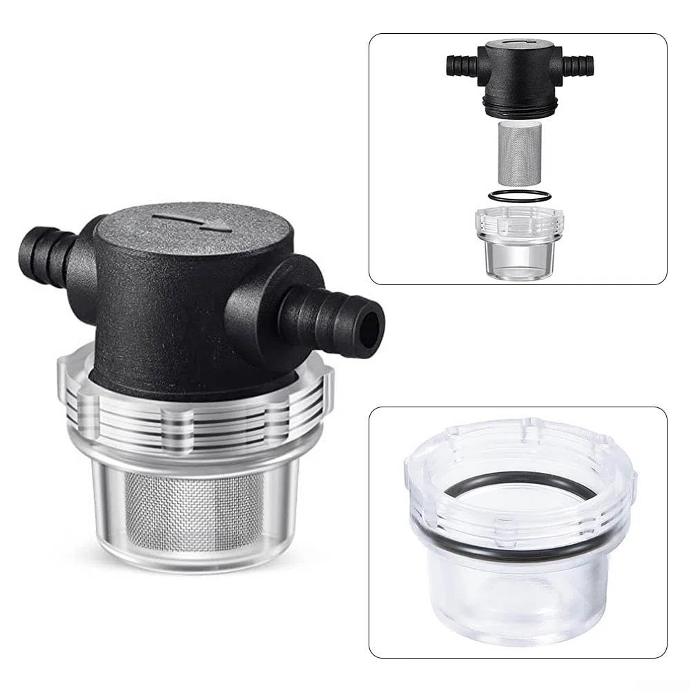 1/2 Zoll Wasserfilter Edelstahl 50 Mesh Inline Sieb für Pumpe Sprüher Hochdruckreiniger Transparent Gehäuse Leicht zu Reinigen
