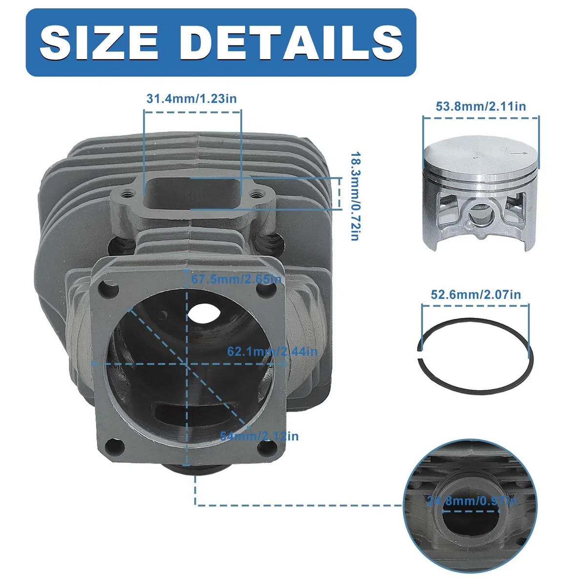 54mm Zylinderkolben Kit für Stihl MS660 066 MS650 064 Serie ersetzen 1122 020 1211.