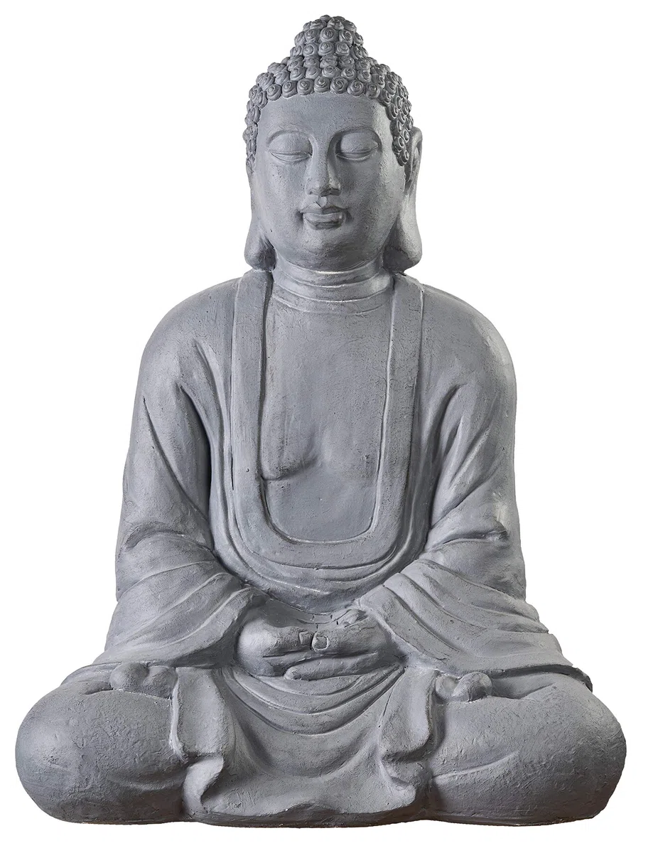 Großer Buddha 80cm Steinoptik grau Dekor Figur XB3001