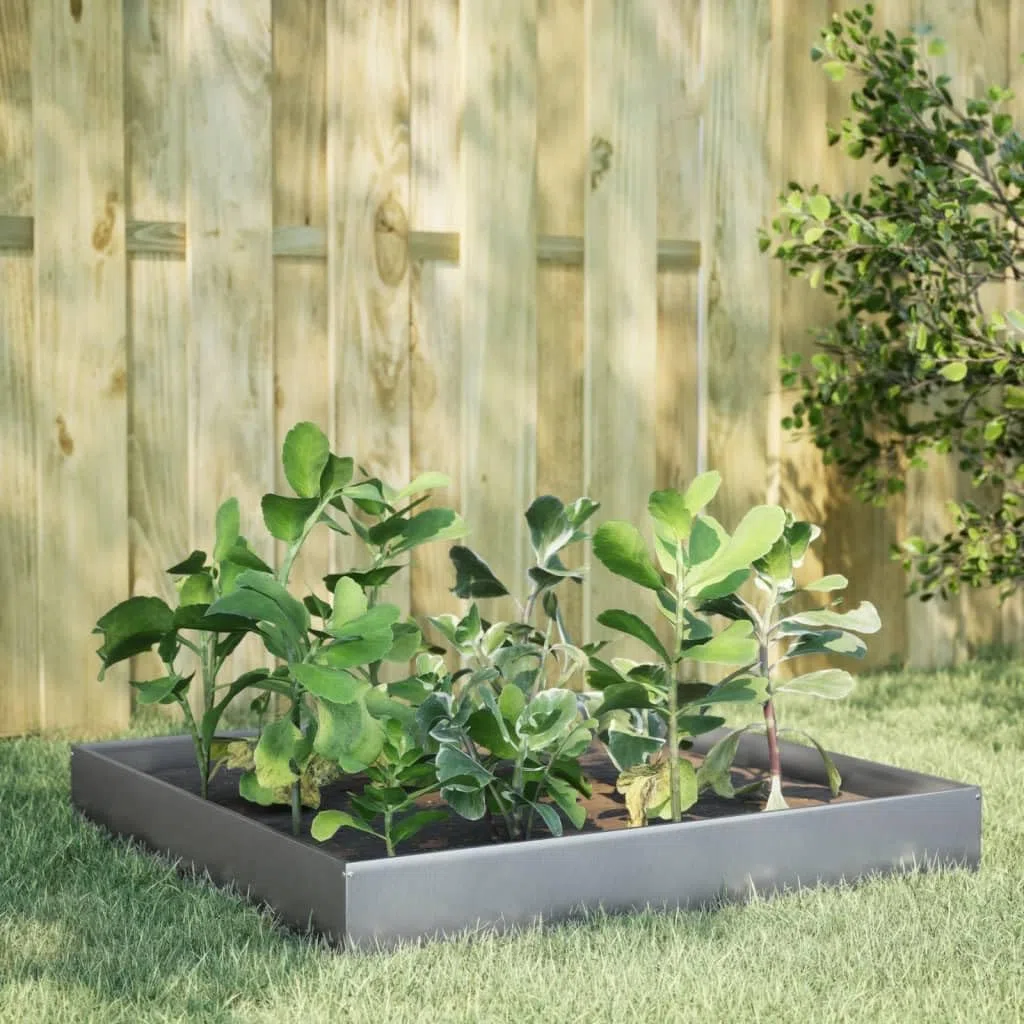 Homgoday Hochbeet für den Garten, 100 x 100 x 26 cm, aus verzinktem Stahl, Dekor für Möbel, Blumenkasten für den Außenbereich, Gitter-Pflanzgefäß für den Garten