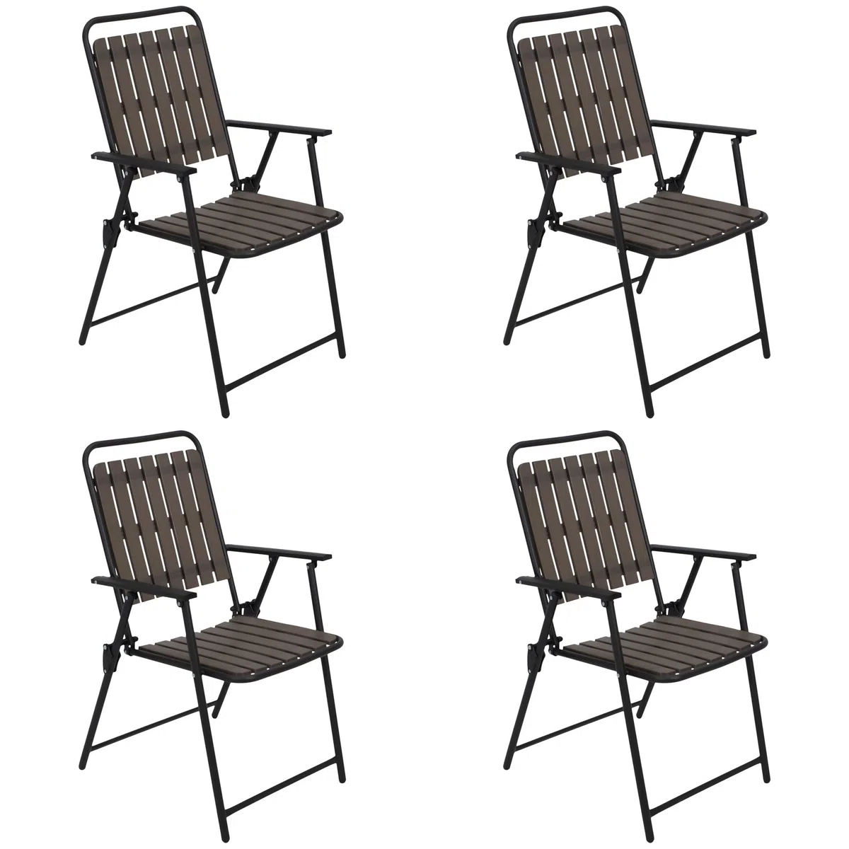 DEGAMO Klappsessel Campingstuhl ASCIANO, Metall anthrazit + Kunststoff in Holzoptik grau, klappbar, wetterfest, Outdoor