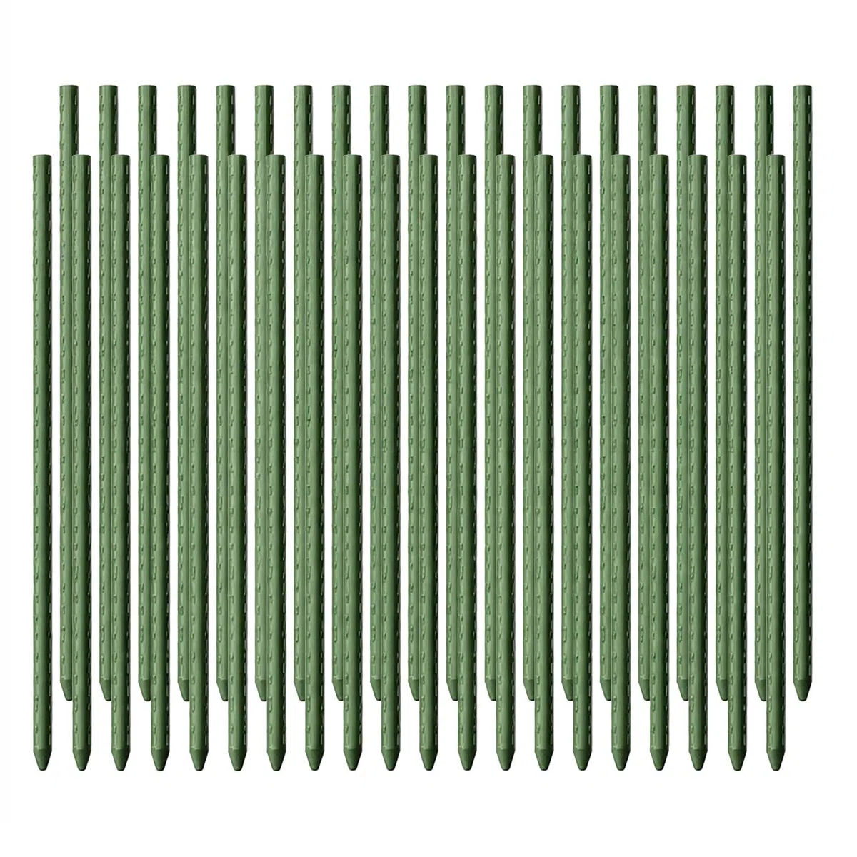 40x Pflanzstäbe grün 120 cm Ø 11 mm Rankstäbe aus Metall und Kunststoff, Pflanzstangen für Tomaten und Kletterpflanzen