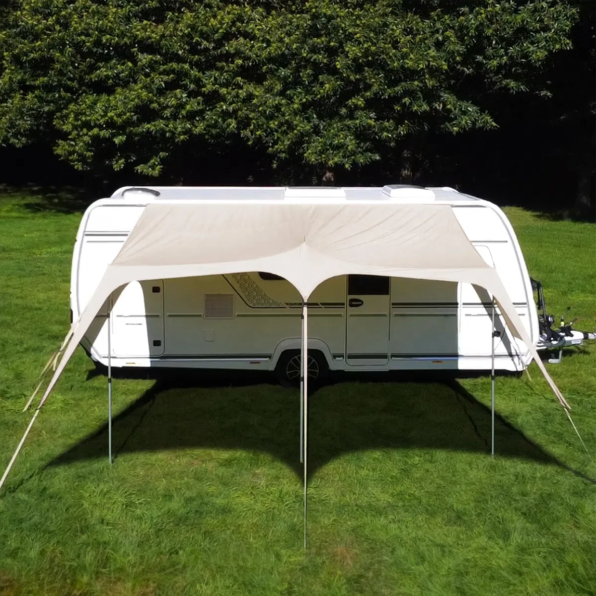 your GEAR Scilla TC Caravan Tarp 400 x 250 cm - Sonnensegel für Wohnwagen oder Wohnmobil aus Baumwolle, wasserdichtes Sonnendach mit Alu Aufstellstangen, UV 50+ Sonnenschutz, 7 & 5 mm Keder