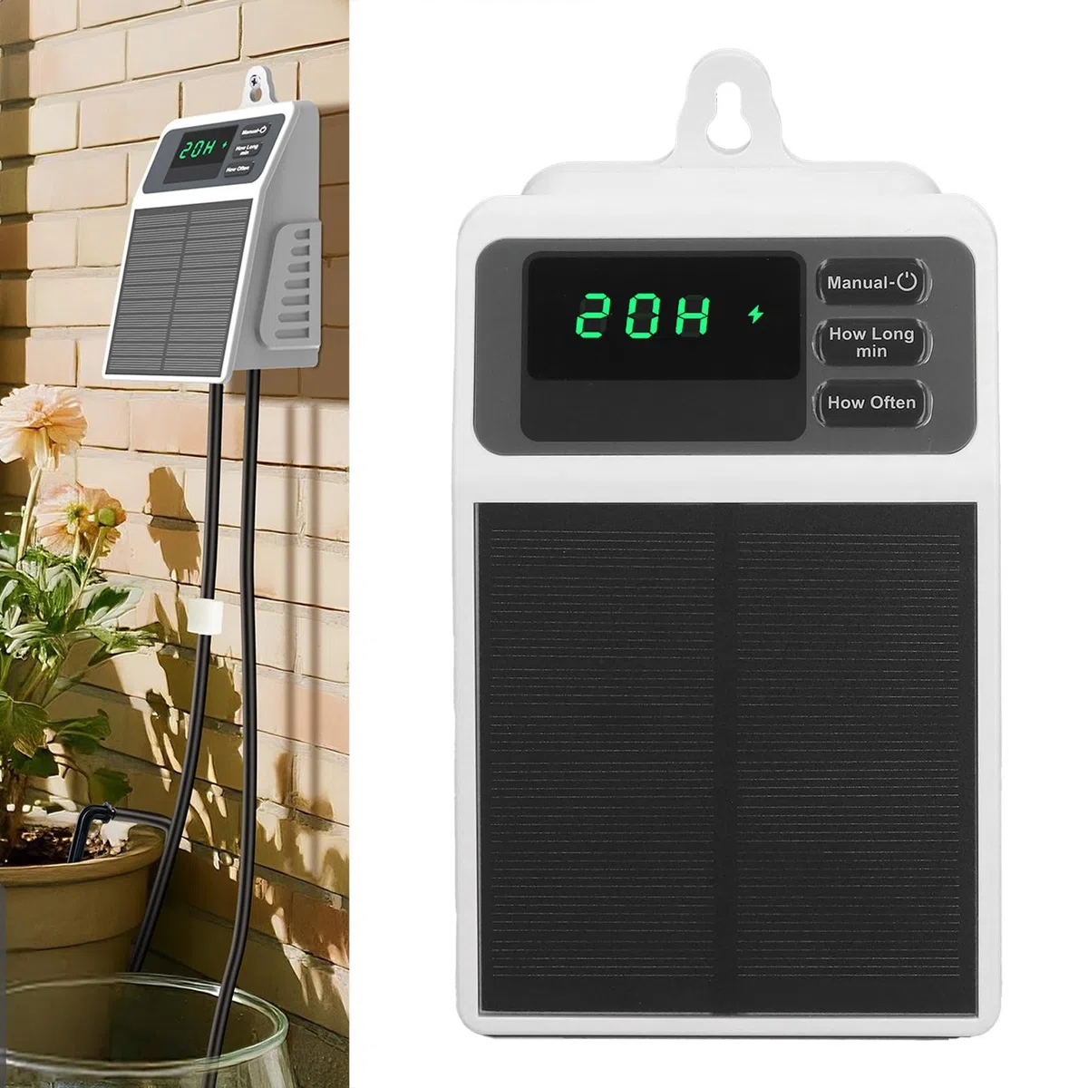Generic Solares Automatisches Bewässerungssystem, Tragbares Timer-Tropfbewässerungsset für die Häusliche Pflanzenpflege, 630 Ml/min, IPX5 Wasserdicht