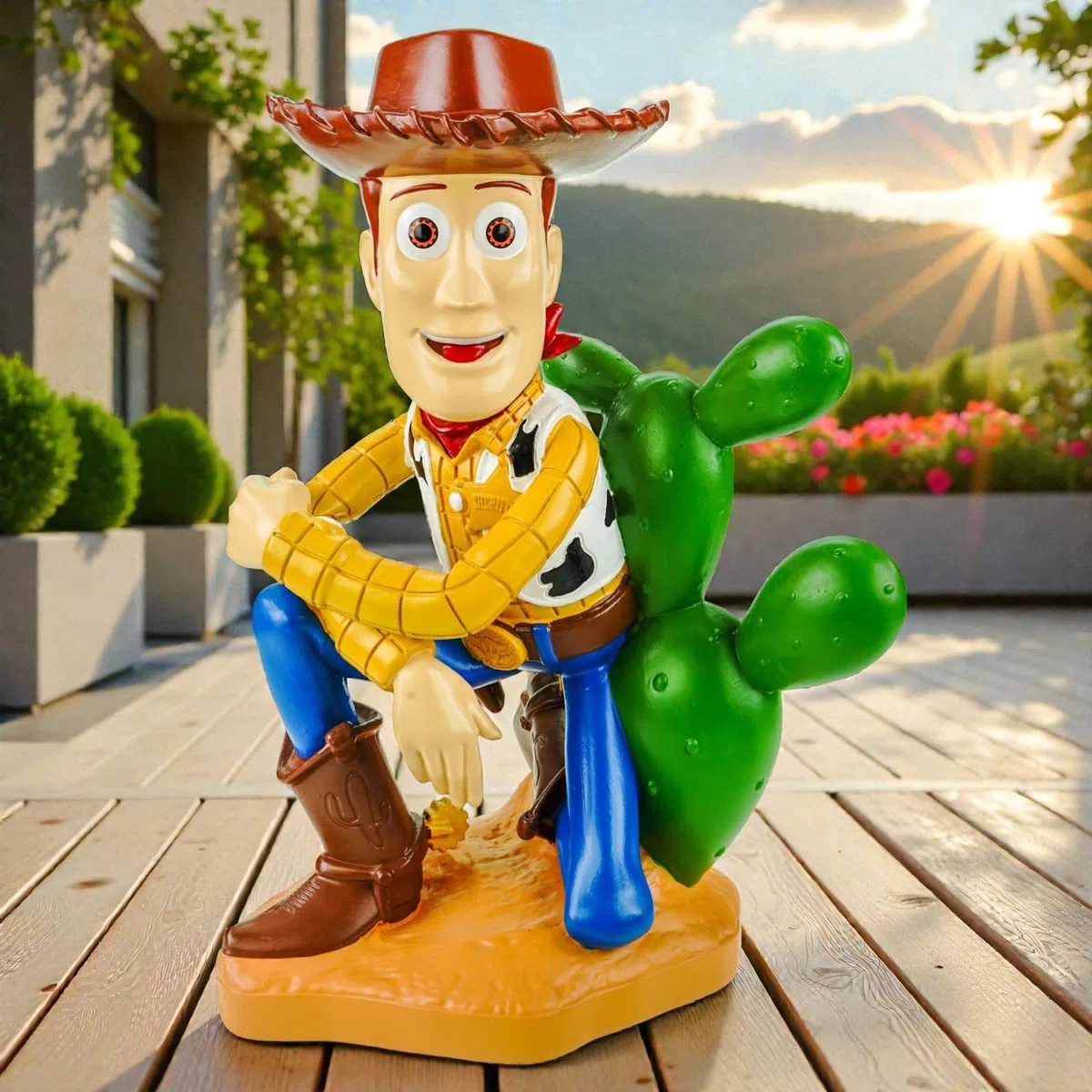 Gartenfigur Woody Toy Story Offiziell lizenzierte Disney Dekofigur 41cm Polyres | Große Sammlerfigur für Garten, Terrasse & Balkon | Detailreiche Pixar Dekoration