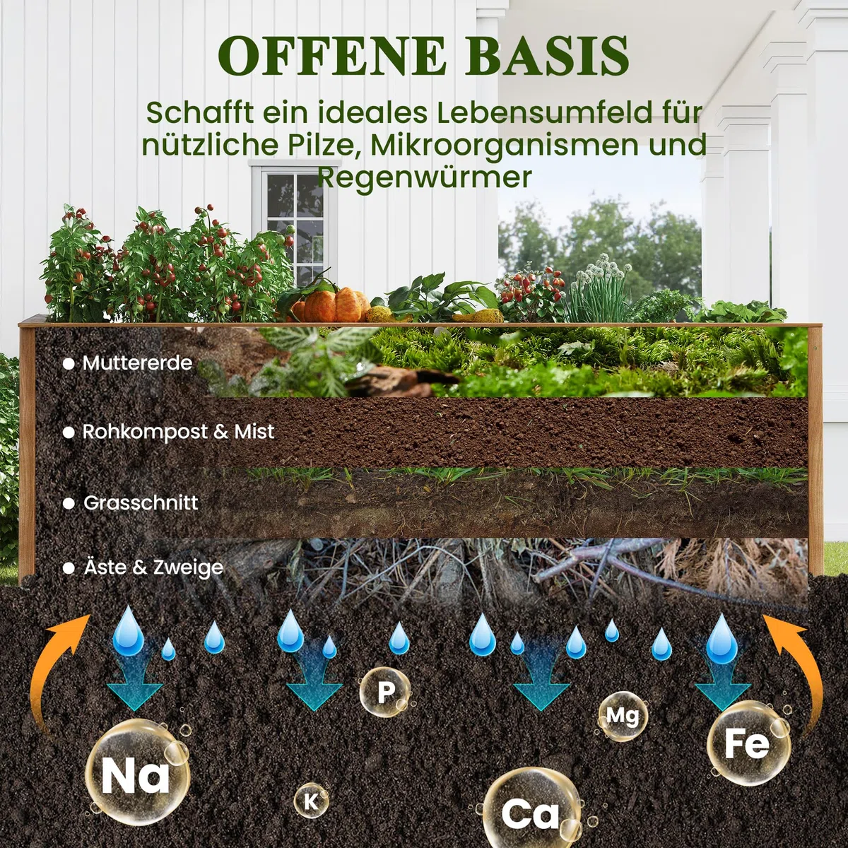 UDPATIO Hochbeet Holz für Garten 240x88x80cm Holzhochbeet zum Bepflanzen von Gemüse & Kräutern Pflanzbeet Pflanzkasten Gemüsebeet für Balkon