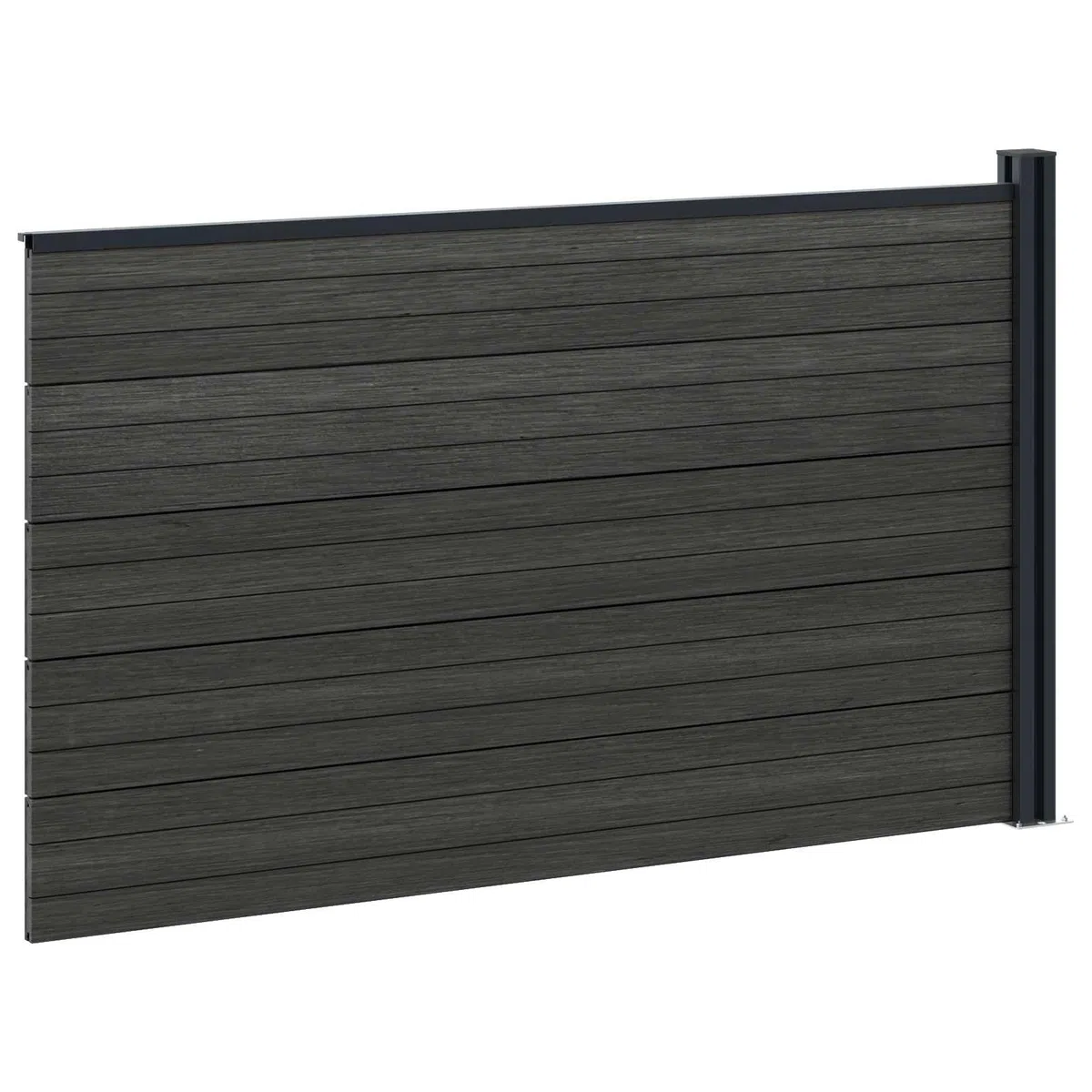 Zaunelement WPC und Aluminium Schwarz, 175 x 105 cm, wetterbeständig und stabil, Sichtschutz Gartenzaun mit modularer Bauweise, ideal für Terrasse, Balkon, Vorgarten und Außenbereich