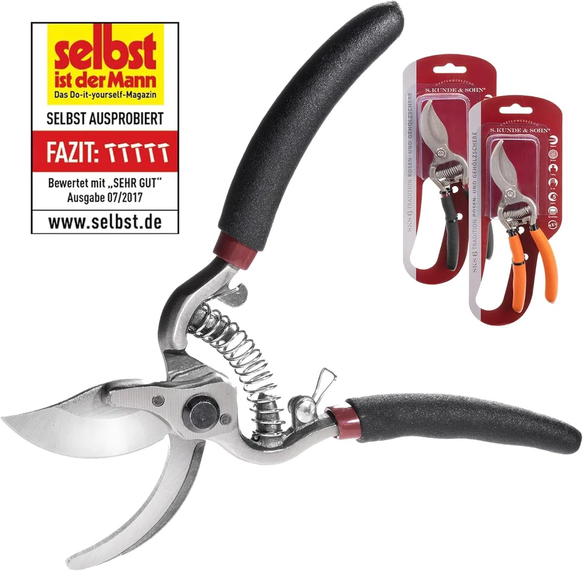 SKS – die leichteste geschmiedete Gartenschere 2ER-Set 2X SKS6 – ergonomisches Design – Bypass – Rosen-Rebschere – ∅20mm – kompl. beschichtet, rostfrei