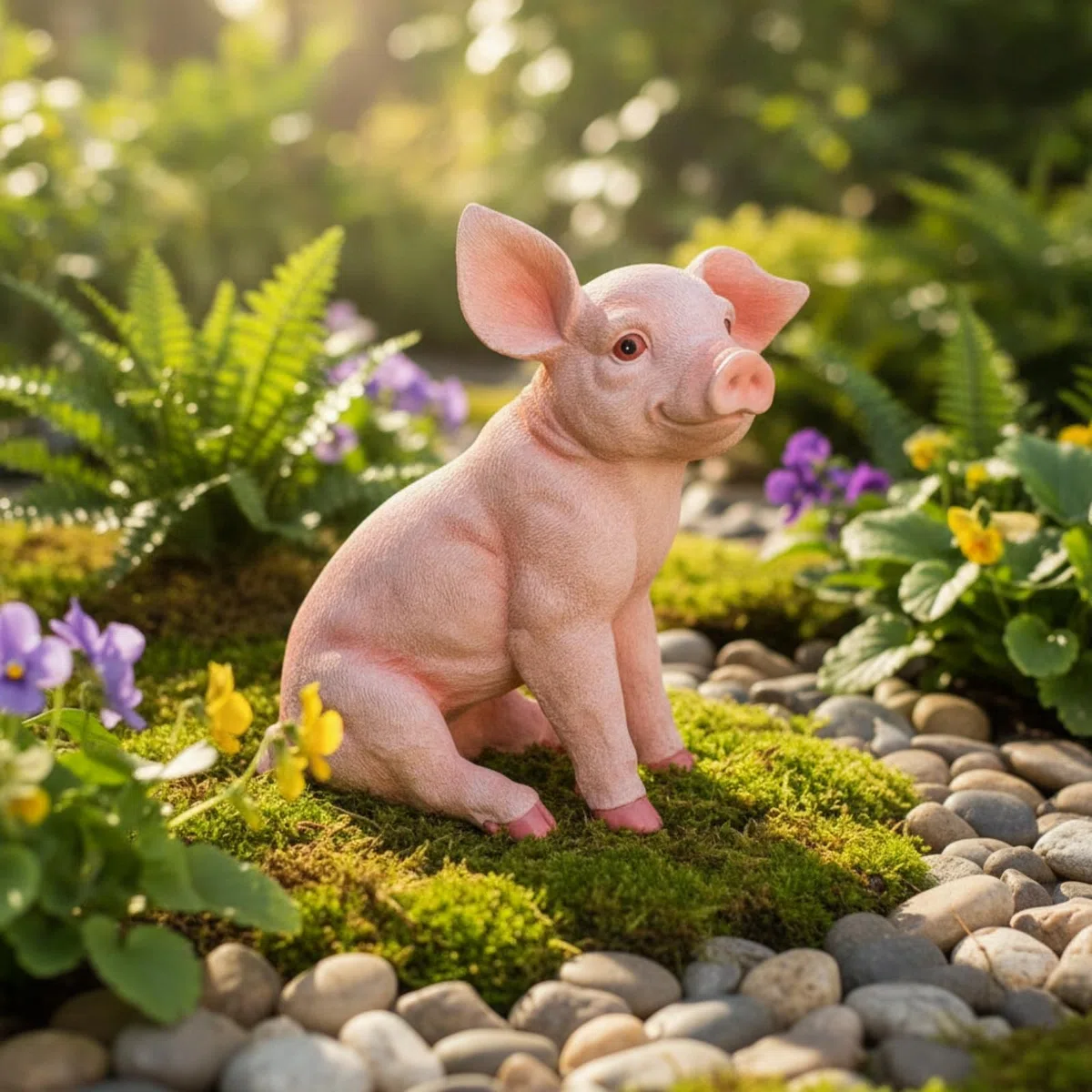 Schweinefigur-Gartenfigur Detailreich Dekoschwein Detailliert Gartenfigur Aus Kunstharz Für Gartenliebhaber, Sammler, Blumenbeet