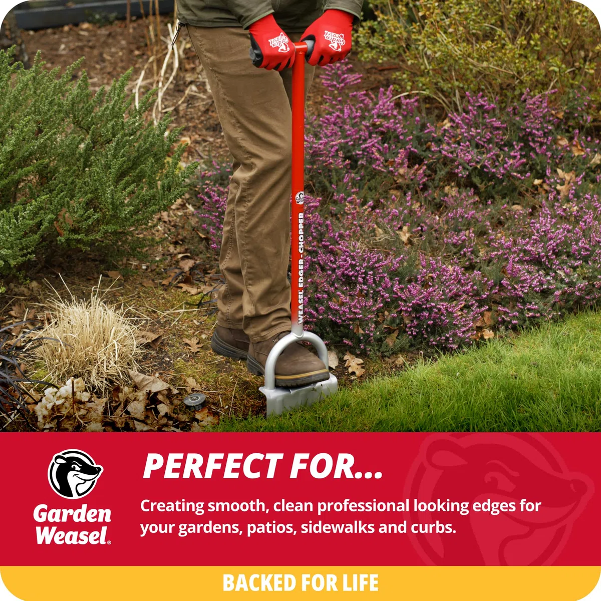Garden Weasel 91714 Kantenstecher, Langer Griff, für Gartenbeete, Terrassen, Gräben, Gehwege, Einfahrten und mehr, Rasen- und Landschaftsbauwerkzeug, T-Griff