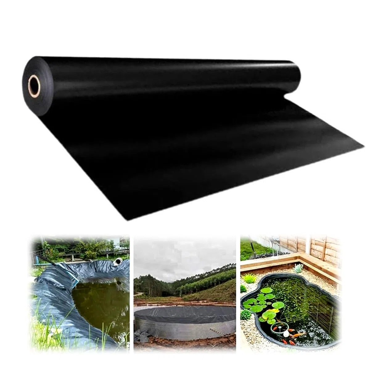 HDPE Teichfolie, reißfest, schwarz, für 800 x 900 cm Teiche, Anti-UV-Unterlage, 600 x 1000 cm