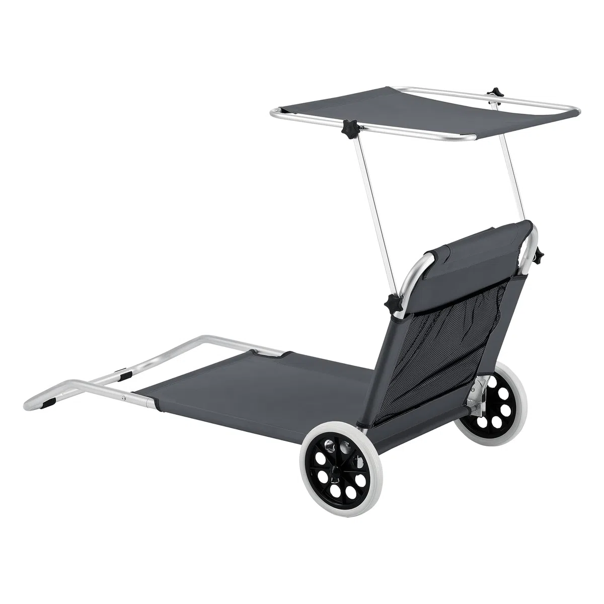 [en.casa] Sonnenliege Lazkano mit Rollen 150x62cm Gartenliege Liege Strandliege Aluminium Dunkelgrau