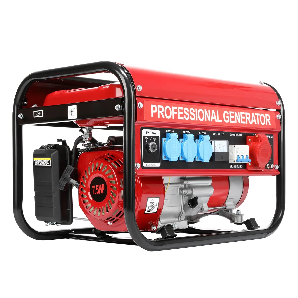 Stromgenerator Benzin 7,5 PS 3000W Dauerleistung 6500W Max Notstromaggregat 4-Takt OHV Motor mit AVR, 15L Tank, 3x 230V Steckdosen, Tragbar Leise für Haus Garage Werkstatt Baustelle