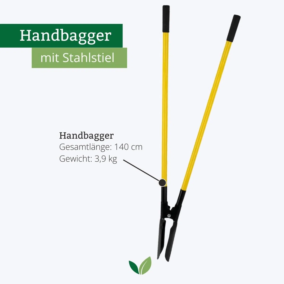 Rekord Handbagger aus Stahl mit Stahlstiel (140 cm) – Erdlochausheber zum Ausheben von Pflanzlöchern, Zaunpfosten & Erdarbeiten – stabile Schaufelköpfe - 3,9 kg