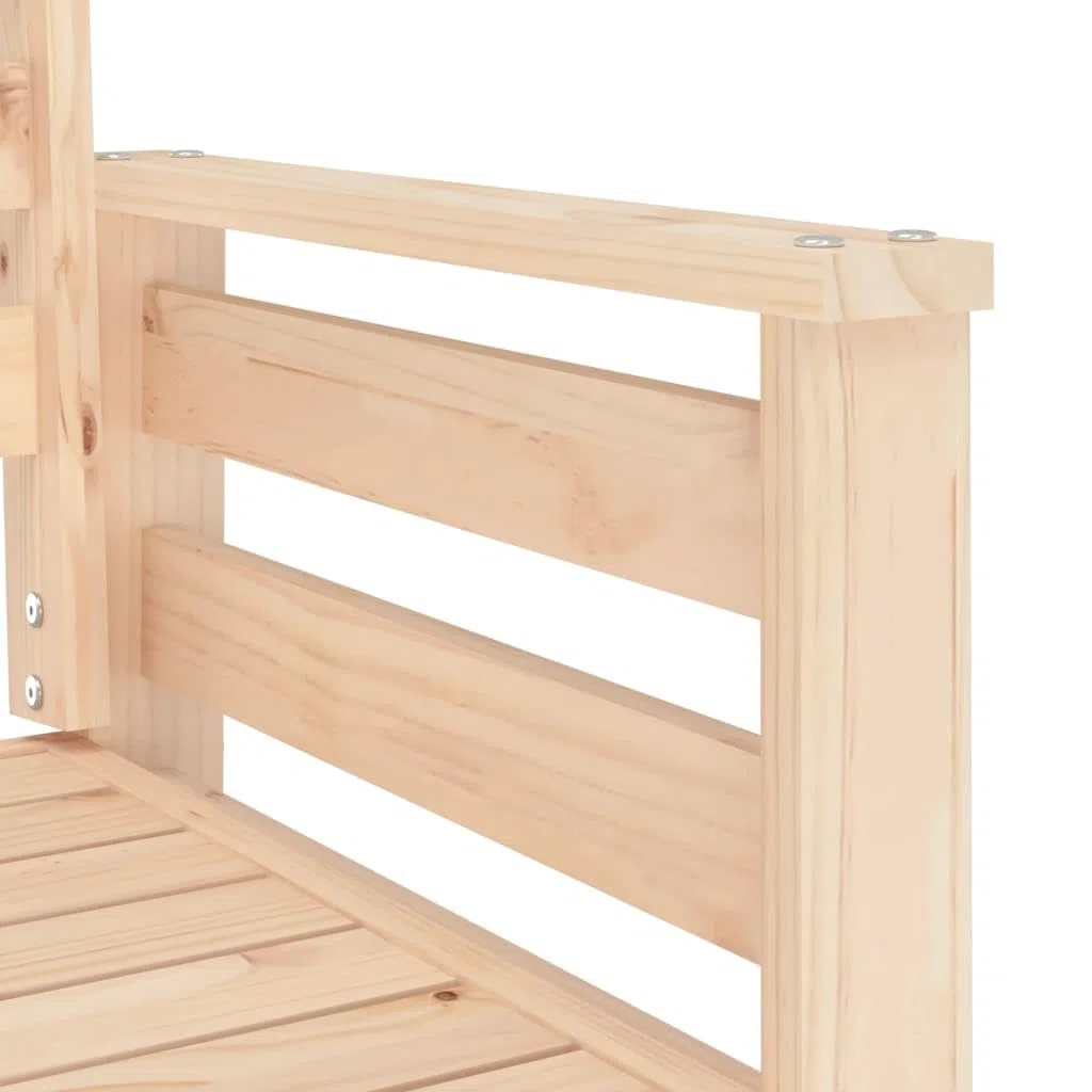 Gartenbank 2-Sitzer aus massivem Kiefernholz mit integriertem Tisch und Ablage, wetterfestes Holz für Terrasse Balkon und Außenbereich, Bequeme Rückenlehne und Armlehnen für entspannte Ruhe