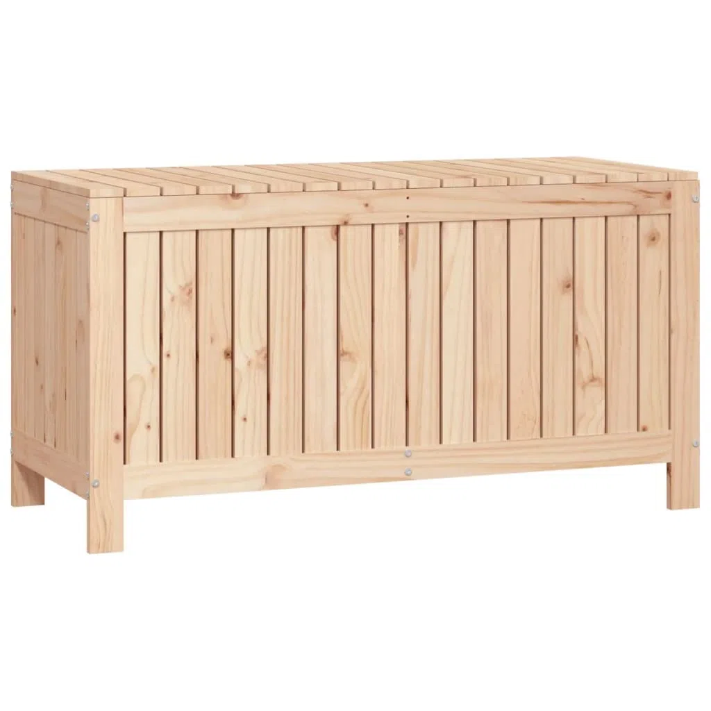 Gartentruhe aus Massivholz Kiefer 115x49x60 cm mit Gasdruckfeder Deckel und Belüftungslatten, Stauraum Box für Garten Geräte und Zubehör, Aufbewahrungslösung