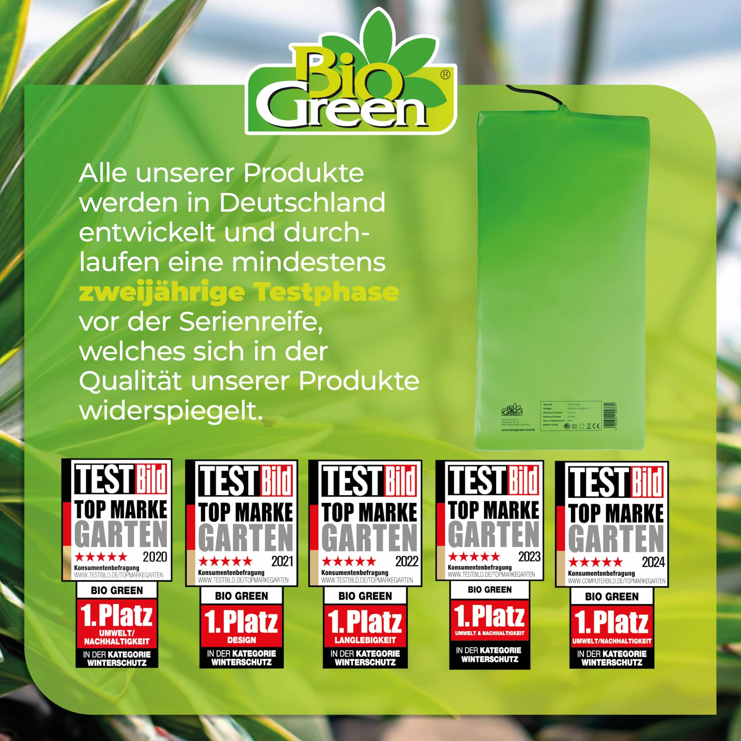 Bio Green Anzuchtbooster Heizmatte für Pflanzen | 30 x 60 cm | 32 Watt | wasserdichte Wärmeplatte | Turbo für Ihre Samen | für Keimung & Stecklinge