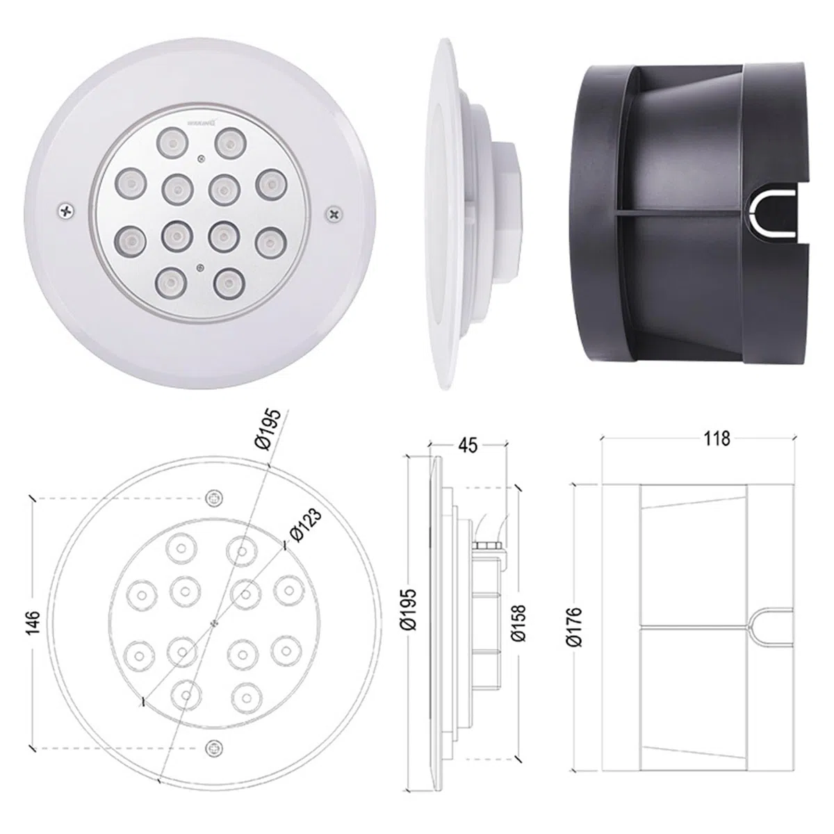 EDEDE Poolbeleuchtung, 12V Pool Licht Thermische Scheinwerfer Handy Control LED Garten Unterwasser Licht Unterwasser Licht für Schwimmbad, Brunnen, Teich, Aquarium(White)