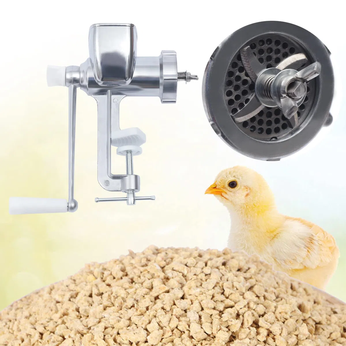 Manuelle Pelletmaschine Futterpelletmaschine, Tierfutter Pellet Maschine Heimtierfutter Pelletiermaschine mit 5 Verschiedenen Pelletplatten und 4 Klingen, für Hund, Katze, Kaninchen und Geflügel