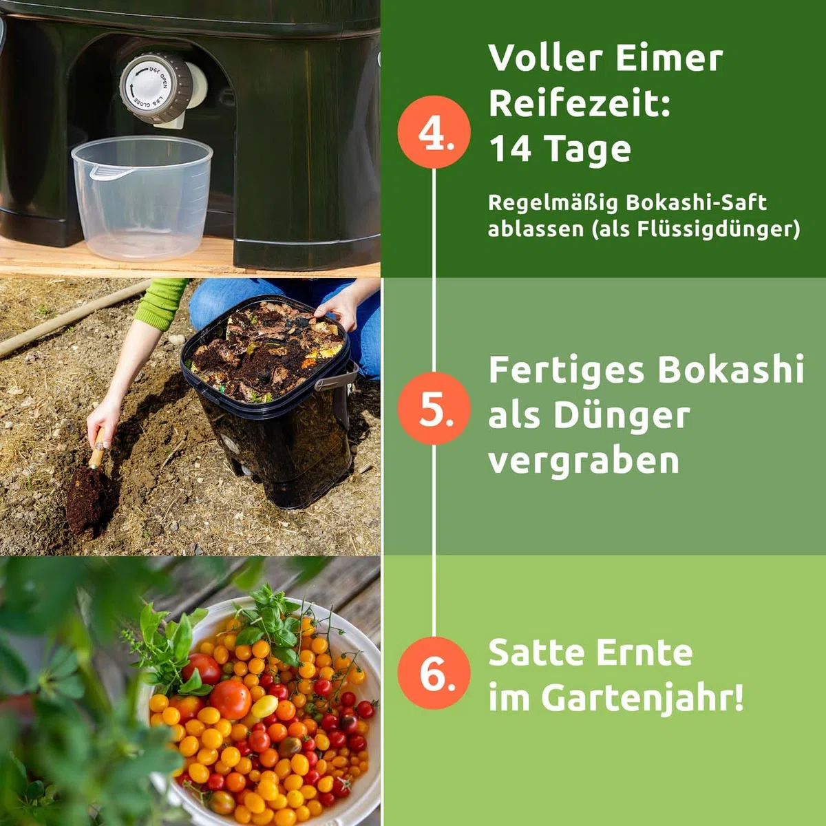Bokashi Komposteimer Küche 2er Set [Geruchsdicht] 2 x 19 L Volumen, Küchenabfalleimer, Komposter mit Zubehör 1 L EM + 1 Kg Bokashi Ferment für Küchenabfall & Kompostieren | Biomülleimer