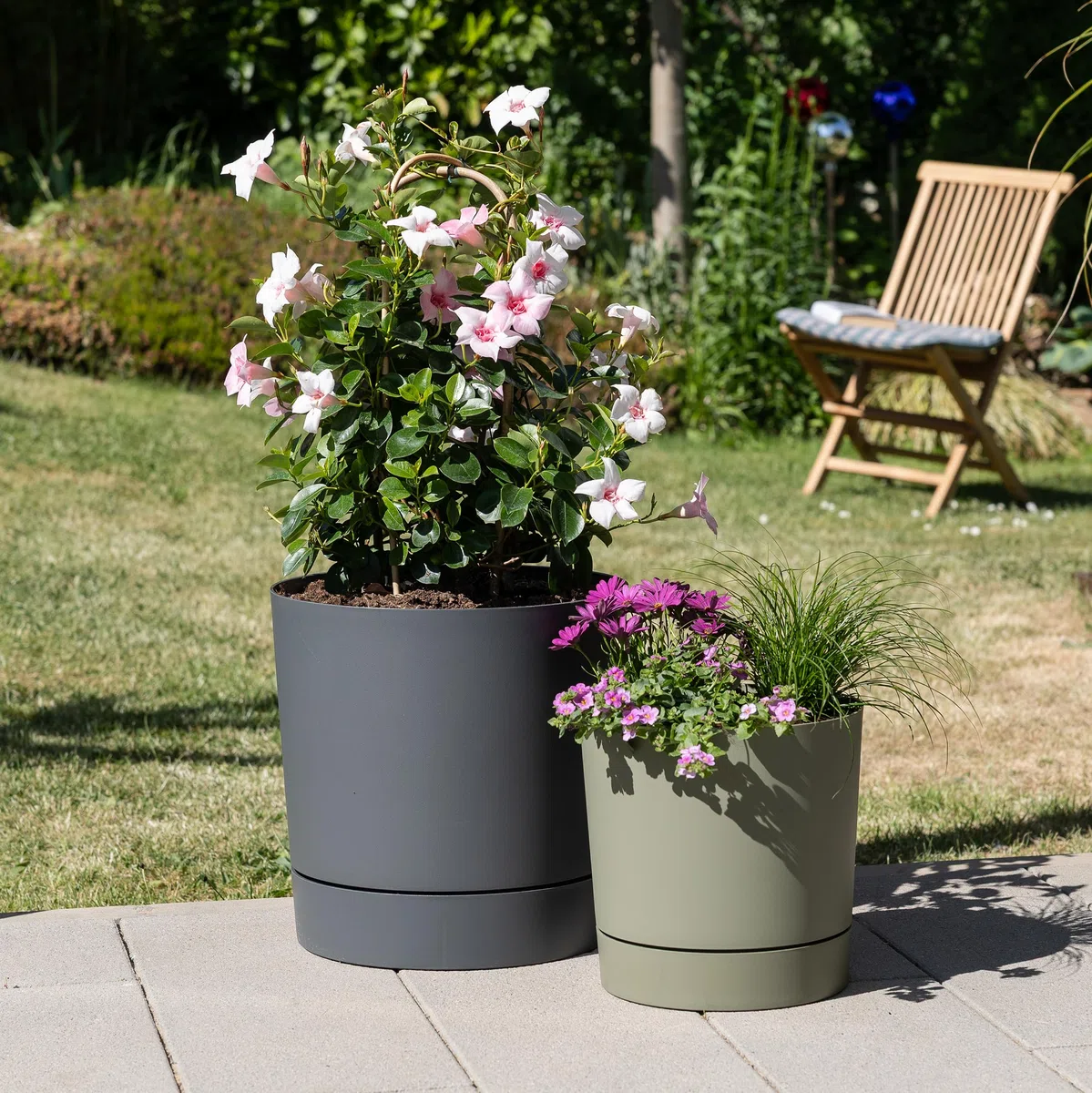 Scheurich Plano+ Pflanzgefäß aus Kunststoff, Grün, Ø 46,72 cm, H 46,4 cm