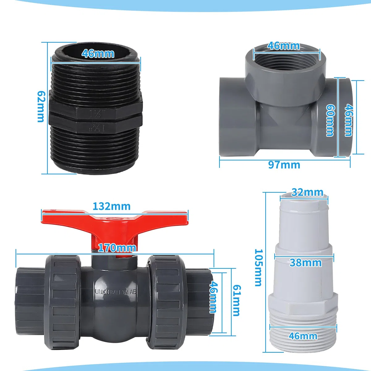 SWAWIS Bypass Pool Set Ø 50 mm Wärmepumpe Pool Anschluss-Set Poolheizung Wärmepumpe Solar Heizung Pool Bypass, Steuerung der Wasserzufuhr für eine optimale Temperaturregulierung