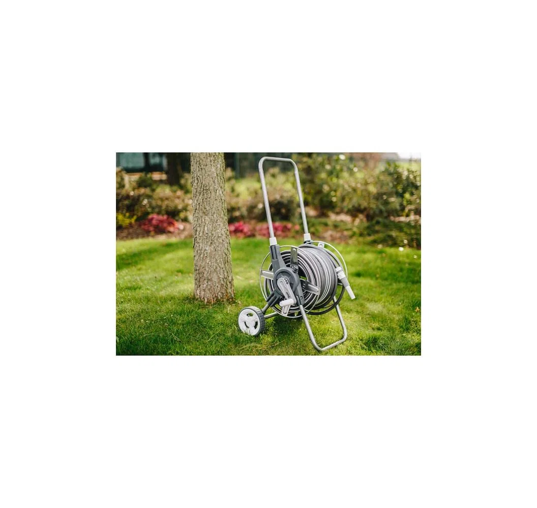 WHITE SILVER 8 tlg. Schlauchwagen-Set, Gartenschlauch 50m 1/2", Gartenbrause, Schlauchset, Schlauchkupplung