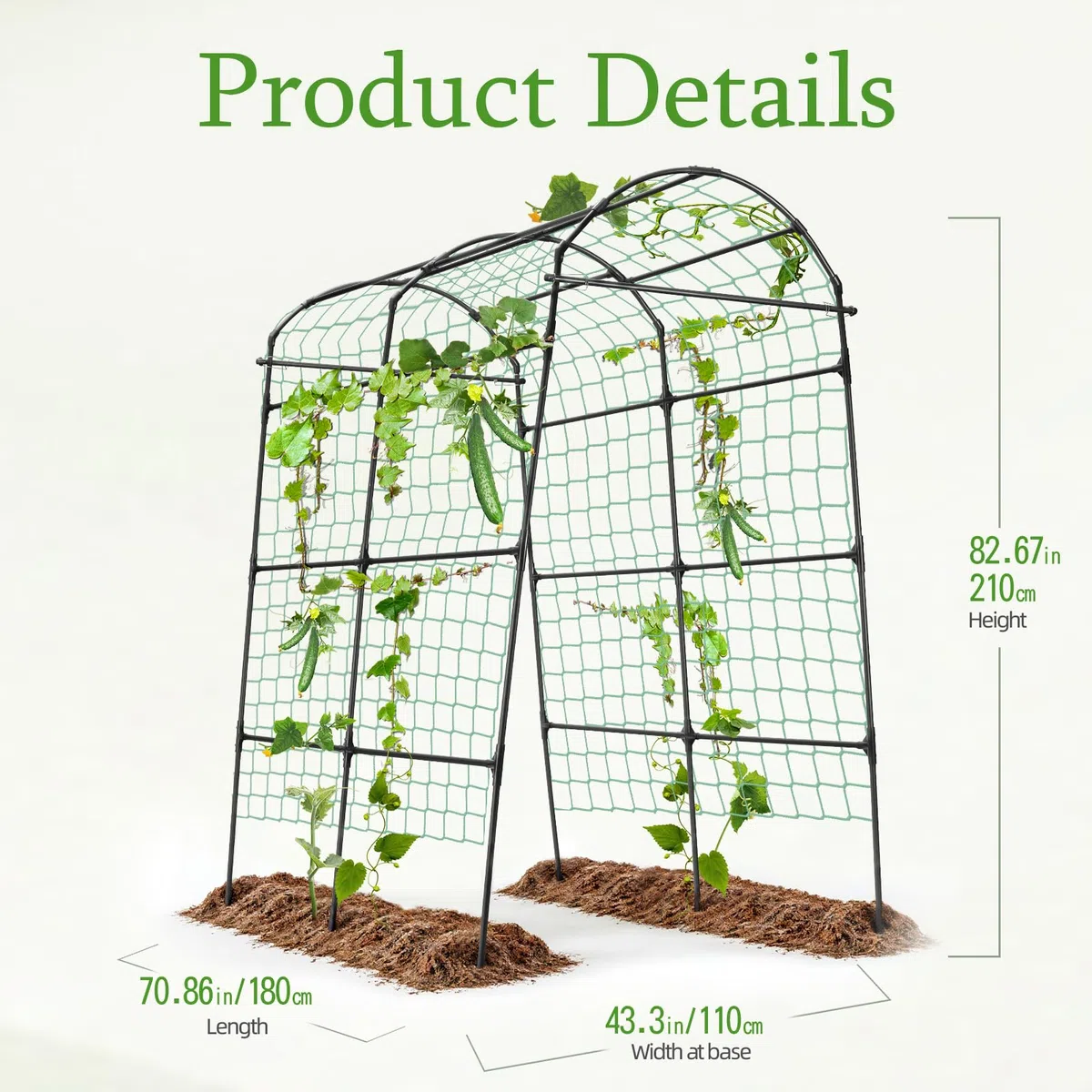 Rankgitter für Kletterpflanzen, Gurken Rankhilfe Metall, Garten Spalier Pflanzenspalier für Tomaten, Gemüse Blumen Kletterpflanzen Schwarz