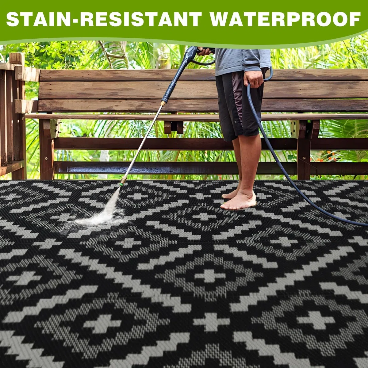 YONILE Waterproof Outdoor Rug 120x180cm, Reversible Outdoor Plastic Straw Rug for Patios Clearance, Carpet RV Mat for Camping Backyard Deck Porch