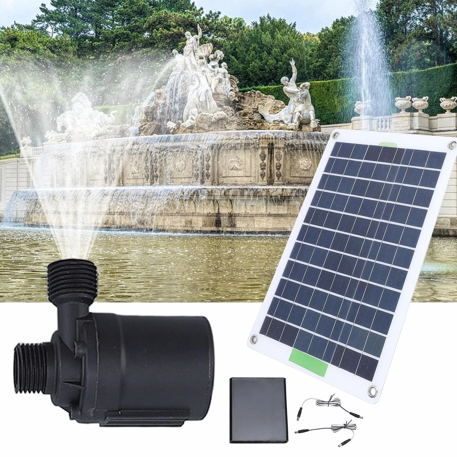 Dioche Pumpt Tauchfähige 100-W-Solarpumpe für den Außenbereich mit 16,4 Fuß und Energiespeicherbox – Ideal für Springbrunnen, Pools und Gärten Im Freien