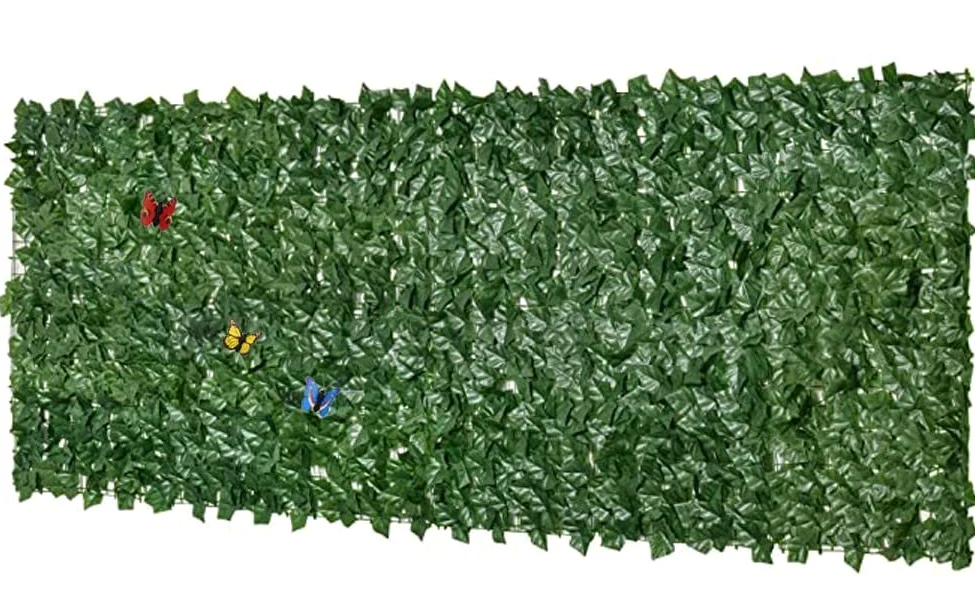 Künstlicher Efeu-Zaun, 1 x 5 m, realistisches Spalier mit grünen Blättern für Privatsphäre im Freien, 1 x 5 m, künstlicher Laubzaun für Garten und Dekoration